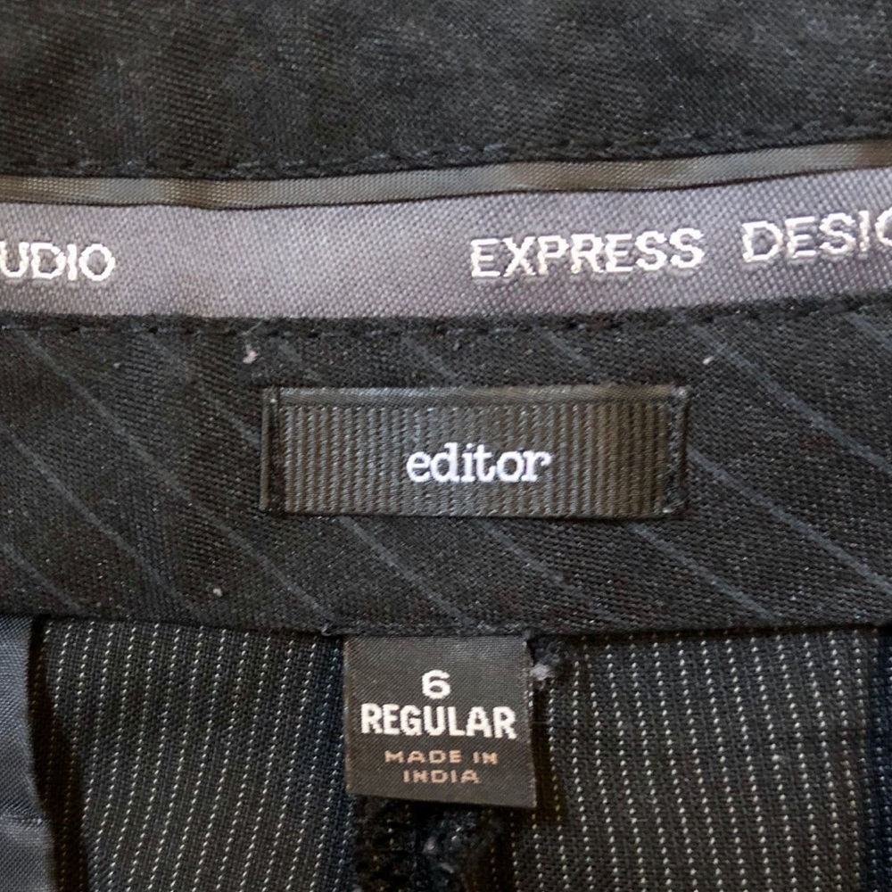 Express Editor Pants Black White Pinstripe Stripes - Picture 8 of 8